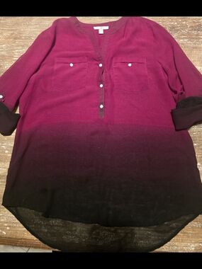 Roz & Ali Magenta to Black Ombre Henley Tunic